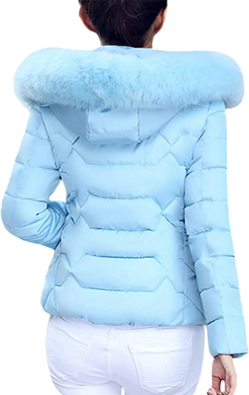 YMING Womens Winter Warm Down Coat Quilted Parka Jacket Oversized Puffer Outwear with Faux Fur Hood