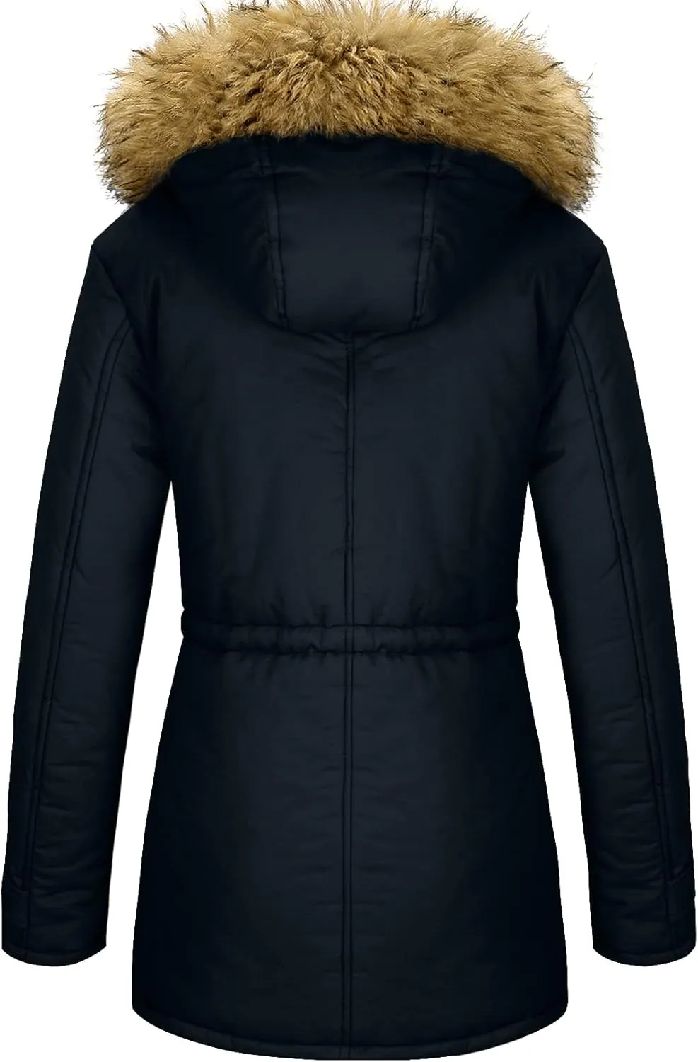 YXP Women's Winter Thicken Military Parka Jacket Warm Fleece Cotton Coat with Fur Hood