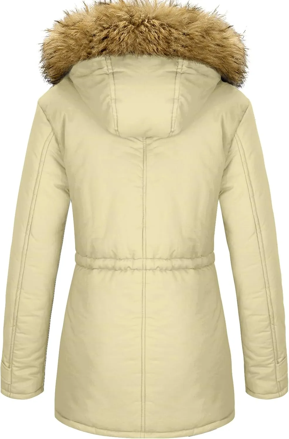 YXP Women's Winter Thicken Military Parka Jacket Warm Fleece Cotton Coat with Fur Hood