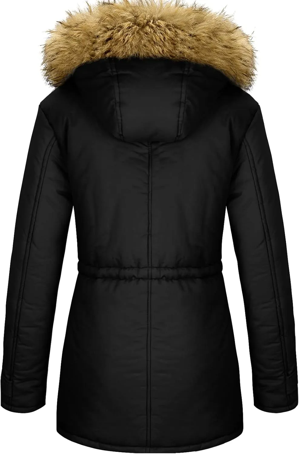 YXP Women's Winter Thicken Military Parka Jacket Warm Fleece Cotton Coat with Fur Hood