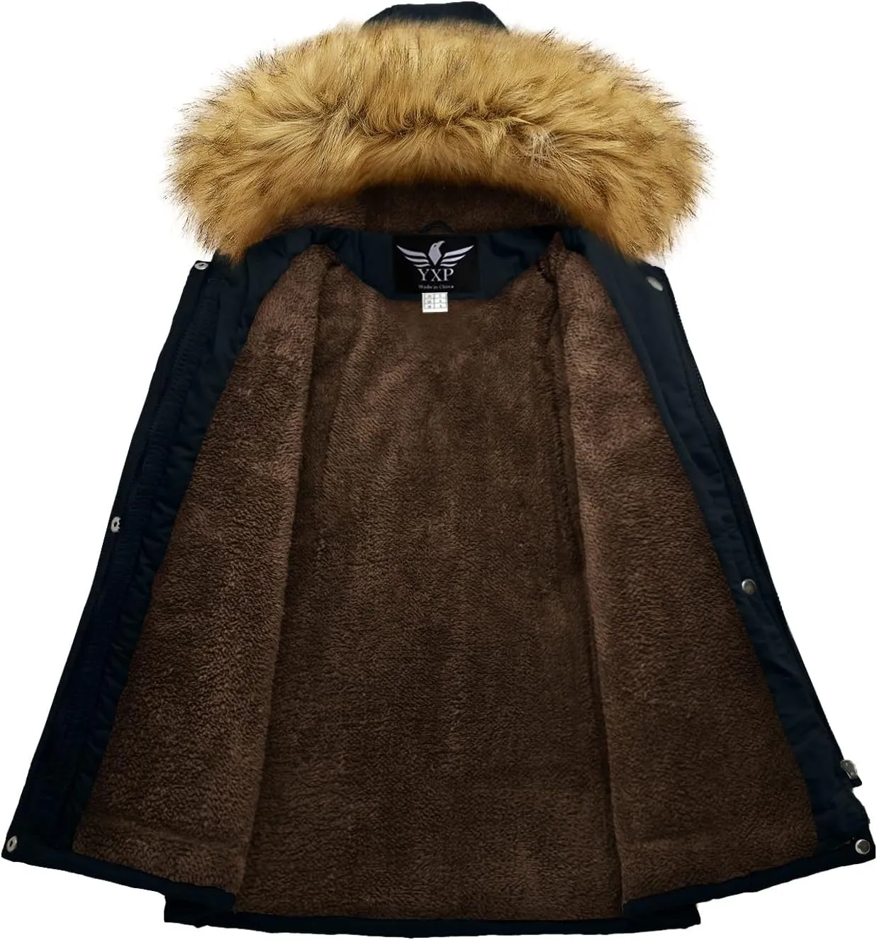 YXP Women's Winter Thicken Military Parka Jacket Warm Fleece Cotton Coat with Fur Hood