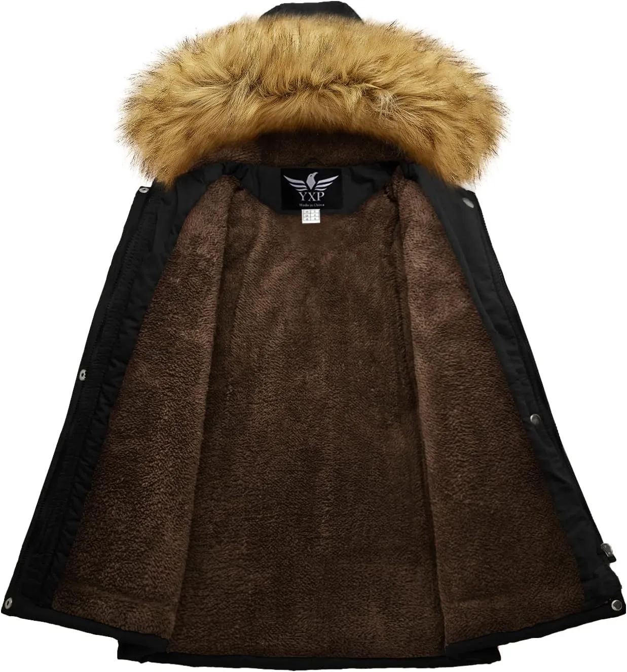 YXP Women's Winter Thicken Military Parka Jacket Warm Fleece Cotton Coat with Fur Hood