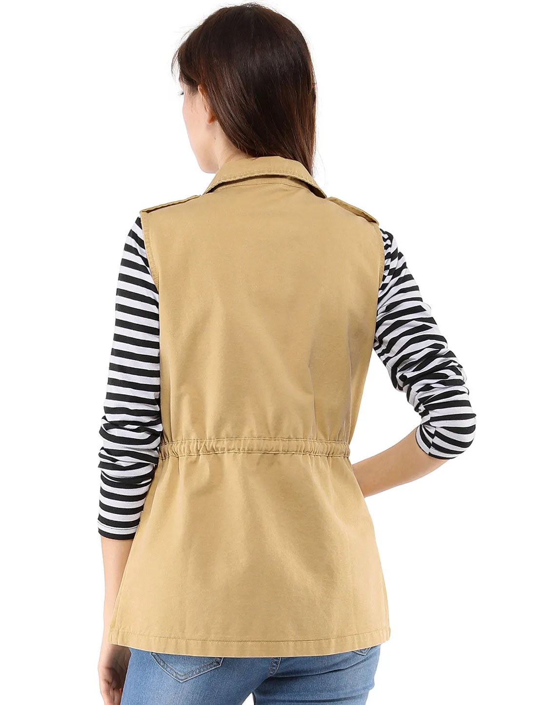 Zip Up Sleeveless Jacket Utility Anorak Outwear Cargo Vest